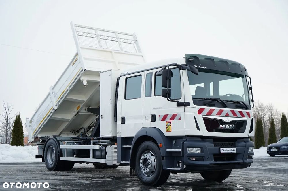 MAN TGM 18.340 / 4X2 / 3 STRONNA WYWROTKA / HYDROBURTA / BRYGADÓWKA 7 MIEJSC / BORDMATIC - 6