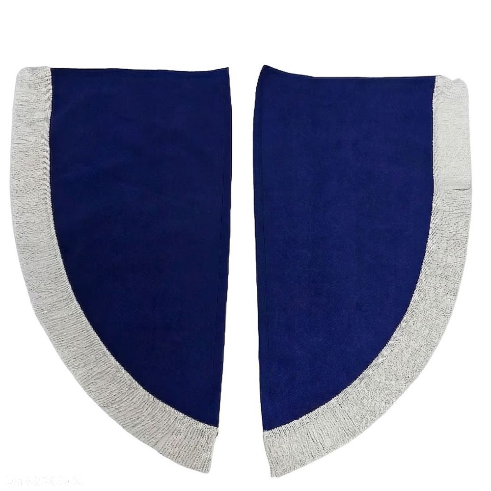 ZASŁONY BOCZNE SKOSY TIR BUS -materiał : WELUR -Niebieski + Frędzle Białe - 1