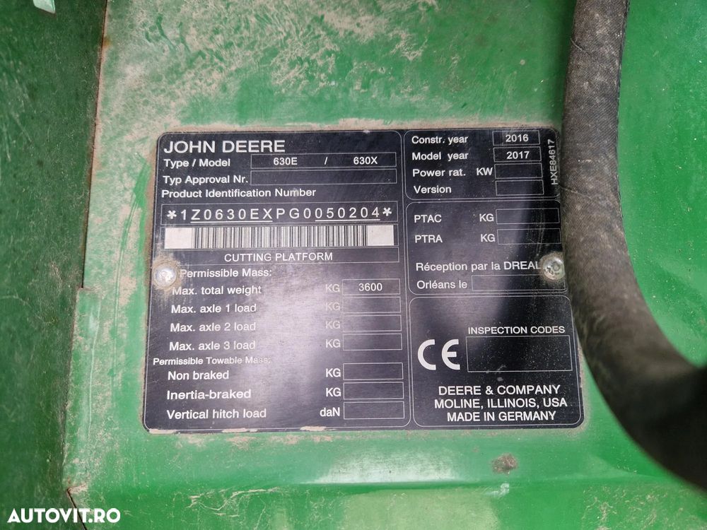 John Deere 630X HEADER PAIOASE si CARUCIOR TRANSPORT  ZURN SWW500-630X - 20