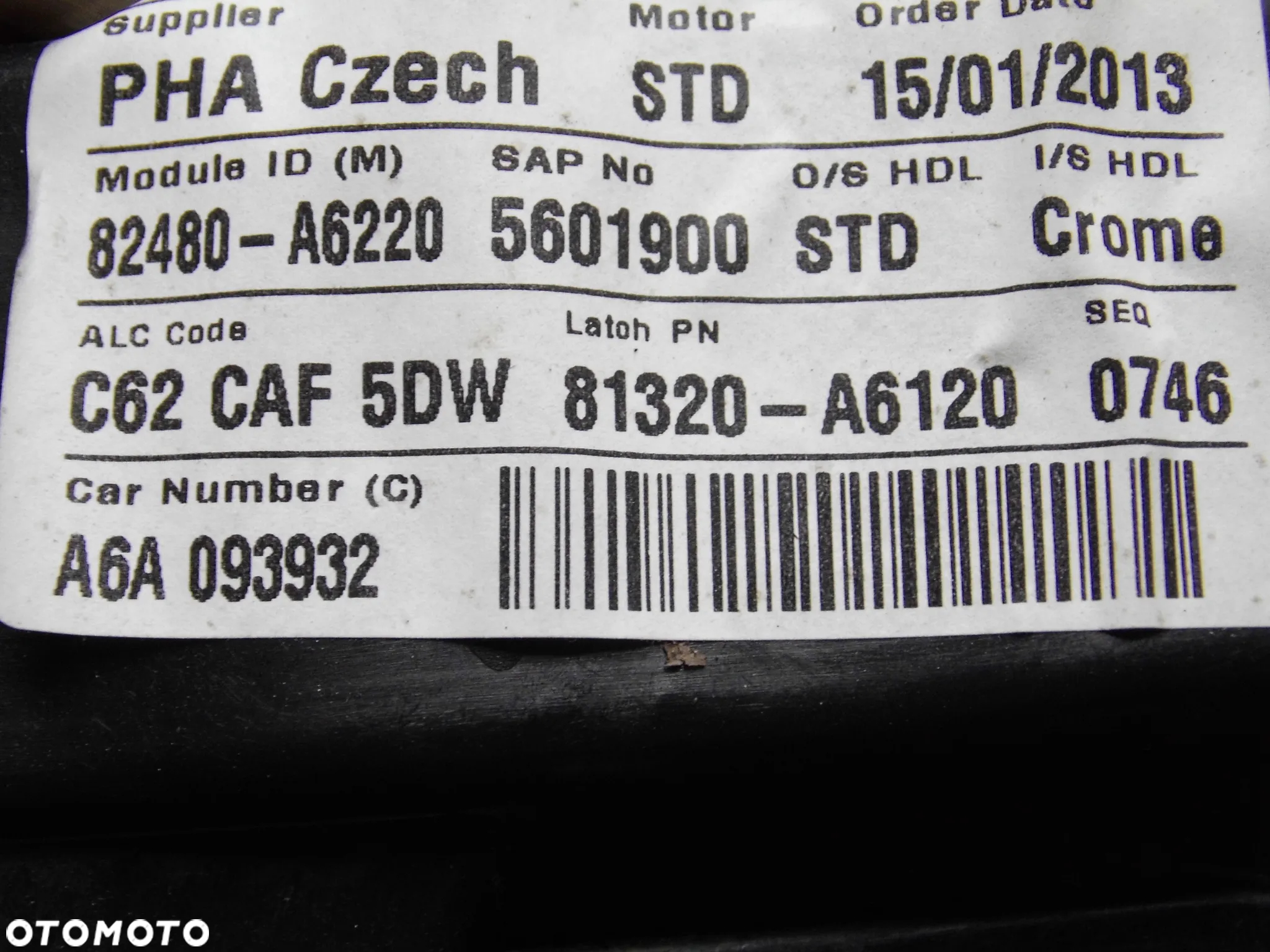 MECHANIZM PODNOŚNIK SZYBY 82480-A6220 HYUNDAI I30 II PRAWY PRZEDNI ORYGINAŁ - 4