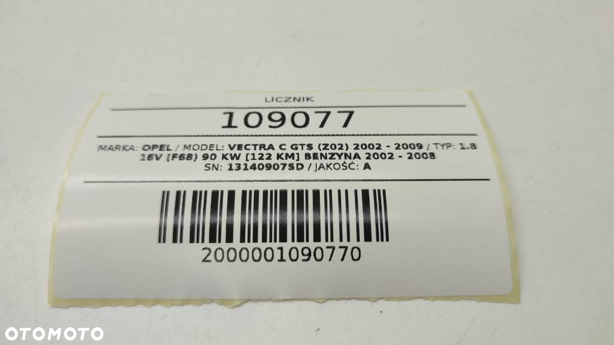 LICZNIK ZEGARY OPEL VECTRA C SIGNUM 13140907SD BENZYNA - 5