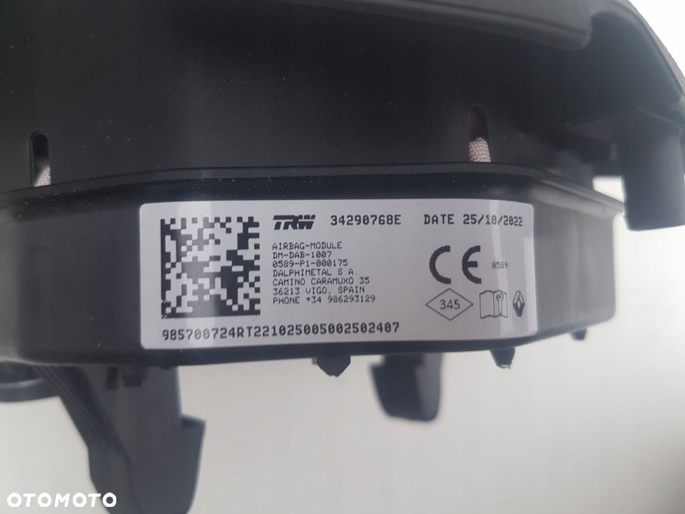 Renault Master IV 2019- Airbag Kierownica Nowa Oryginał 985700724R 34290768E - 3