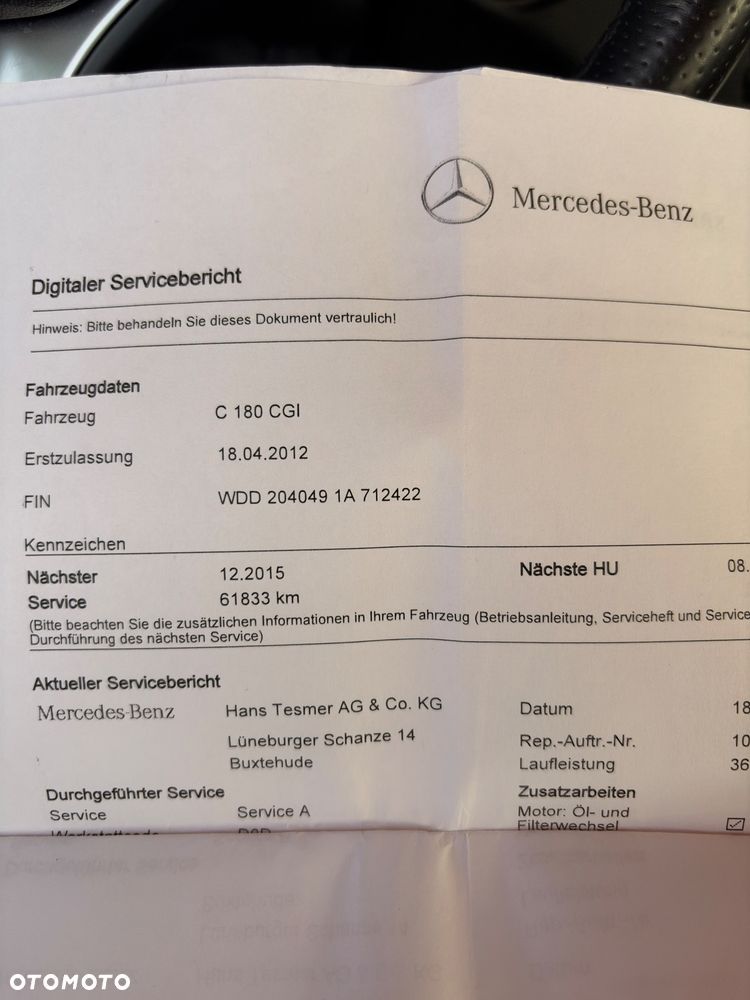 Mercedes-Benz Klasa C 180 CGI Automatik BlueEFFICIENCY Avantgarde - 17
