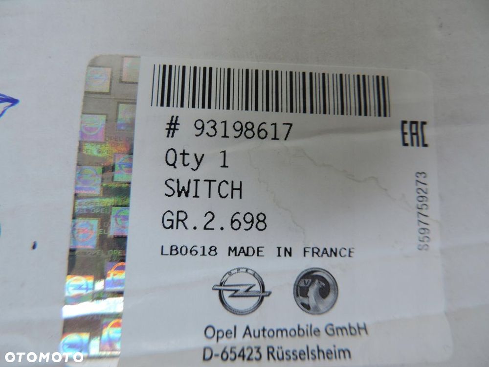 MANETKA PRZEŁĄCZNIK ŚWIATEŁ OPEL VIVARO A 93198617 NOWY ORYGINAŁ - 3
