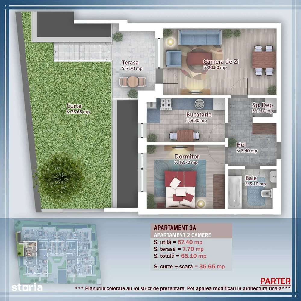 Apartament 2 camere cu gradina proiect nou zona Pallady — fotografia 3