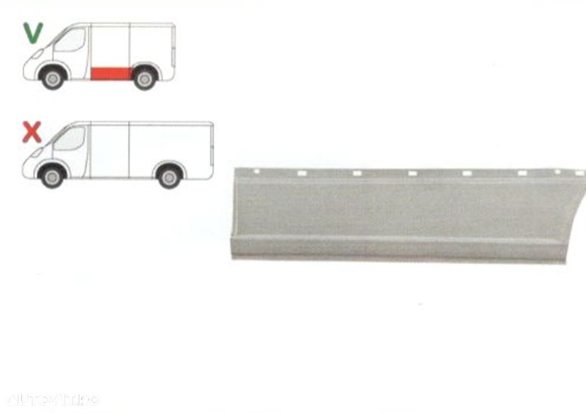 Segment reparatie panou lateral Mercedes Vito/ Viano (W639) 01.2003-2014, stanga/dreapta, Cu Gauri Ornament, Lungime 1360, Inaltime 370mm, Metal, tip caroserie SCURT - 1