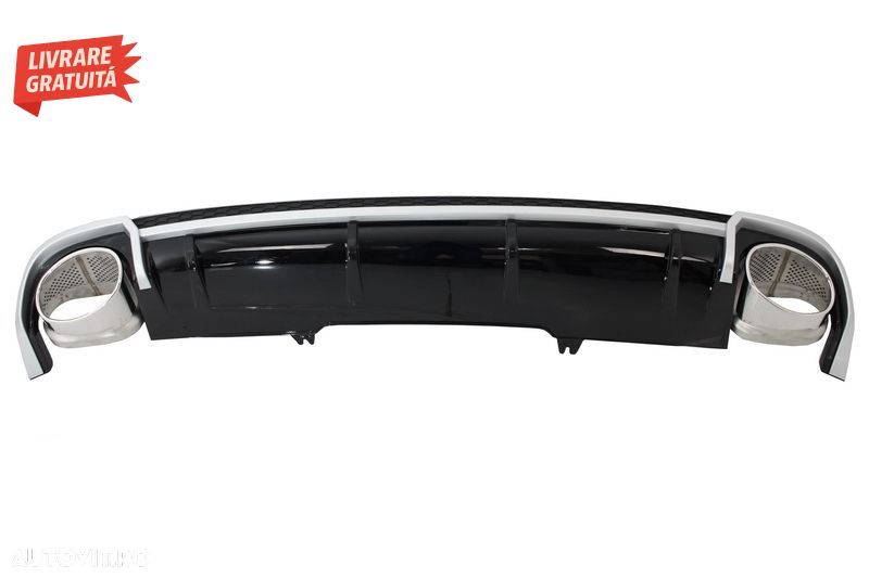 Difuzor Bara Spate si Ornamente Evacuare Audi A4 B9 8W (2016-2018) Sedan Avant RS4- livrare gratuita - 2