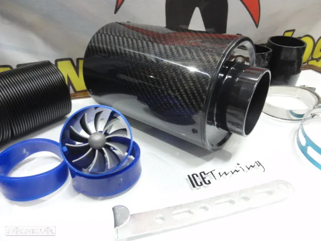 Filtro de ar universal em carbono verdadeiro estilo BMC + ventoinha + tubo flexivel - 9