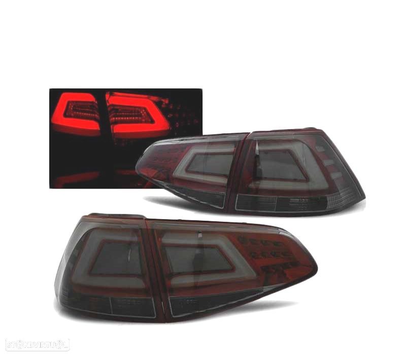 FAROLINS TRASEIROS LED PARA VOLKSWAGEN VW GOLF 7 12-17 RED SMOKED VERMELHO FUMADO ESCURECIDO - 1