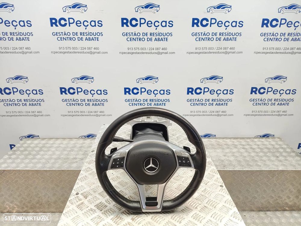 Volante Completo Flat Bottom em Pele Perfurada Original Mercedes Benz Class C W204 AMG Facelift Patilhas Multifunções - 9