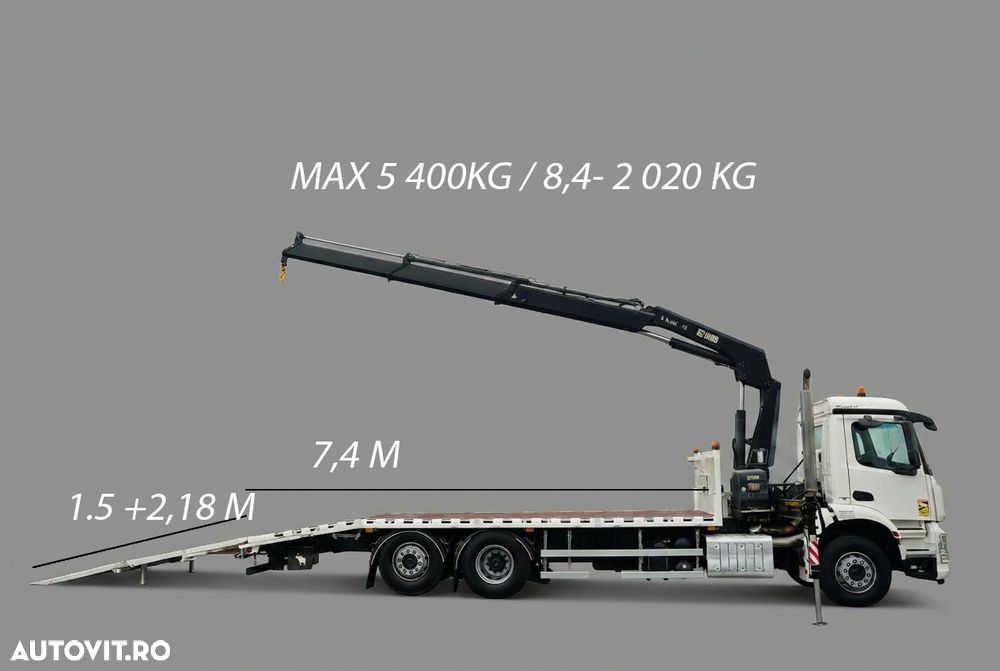 Mercedes-Benz AROCS 2533/ 6X2 / REMORCA AUTO + HIAB 188 B-2 HGV / COMANDE HIDRAULICE / TROLIU / PUNȚĂ RIDICATĂ - 3