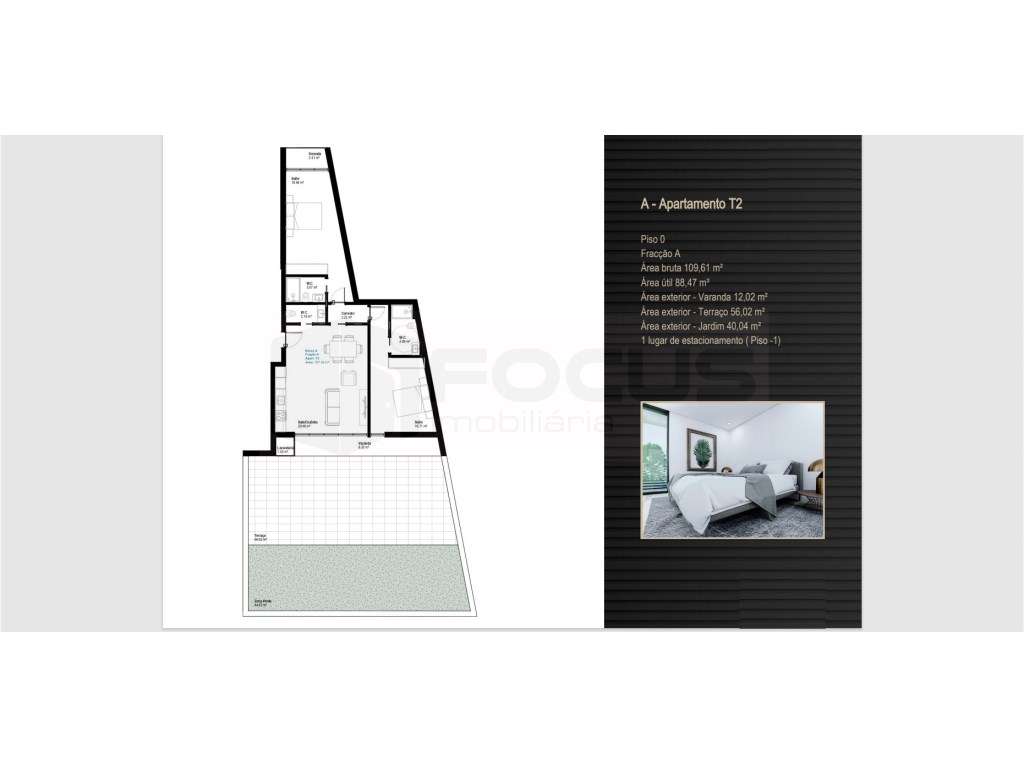 Apartamento T2 com terraço e jardim - Aveiro - Grande imagem: 5/5