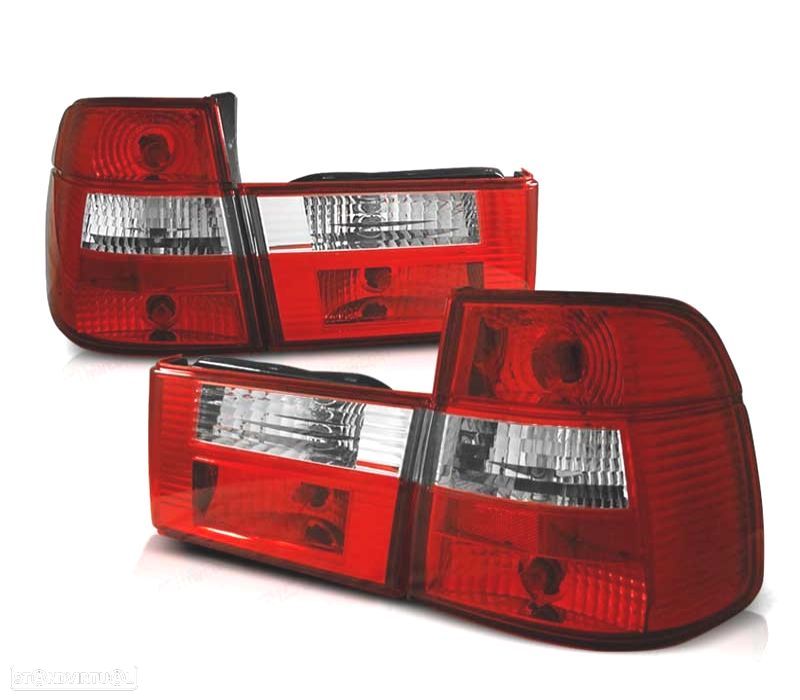 FAROLINS TRASEIROS BMW E34 TOURING 91-96 VERMELHO BRANCO - 1