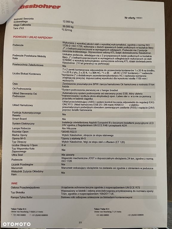 Kassbohrer K.SHG.AVH / 45-12 /27 EU / PODKONTENEROWA / STANDARD / 2023 / ROZSUWANE PODWOZIE PRZÓD I TYŁ / DO WSZYSTKICH T.KONTENERÓW / MAŁO UŻYWANA / SALON POLSKA / STAN JAK NOWY / - 22