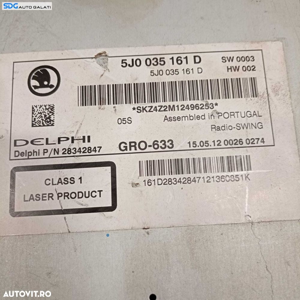 Radio CD Player Radio Swing MP3 Skoda Fabia 2 2007 - 2014 Cod 5J0035161D [X1114] - 5