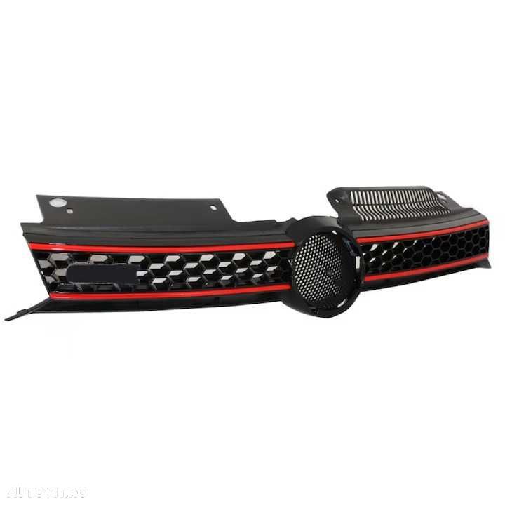 Grila Centrala model GTI pentru Volkswagen VW Golf 6 VI, Negru Lucios - 3