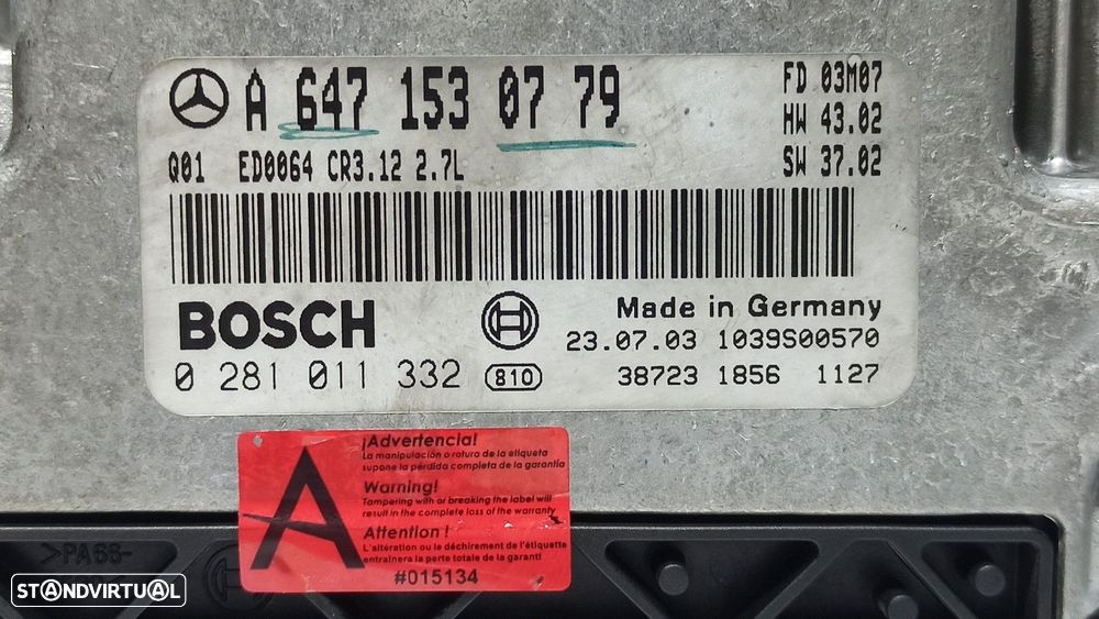 CENTRALINA DO MOTOR UCE MERCEDES CLASE E (W211) BERLINA E 270 CDI (211.016) - 2