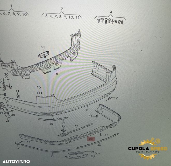Spoiler inferior bara spate 4N0807521 Original-Produs NOU Audi A8 D5 - 2