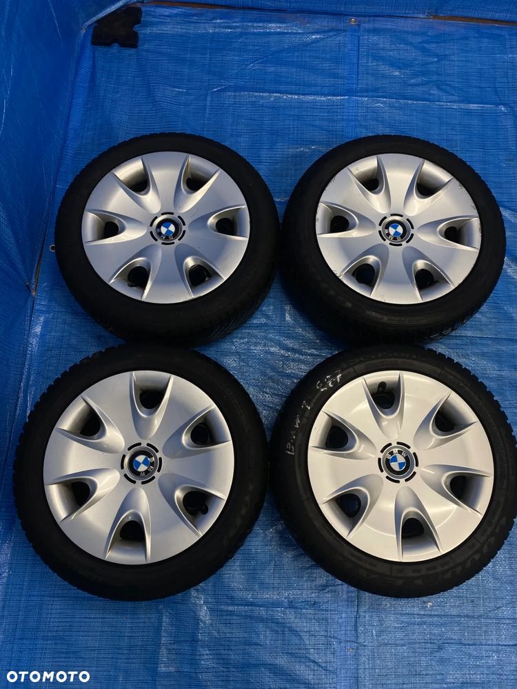 KOŁA KOŁO FELGA STALOWE 6,5J 16" 5X120; 72,6mm KOMPLET  OPONY CAŁOROCZNE RUNFLAT GOODYEAR 5,4mm  KOŁPAKI OE BMW 1 SERIA E81 E87  3 SERIA E36 E46 E90 E91 ITP. - 1