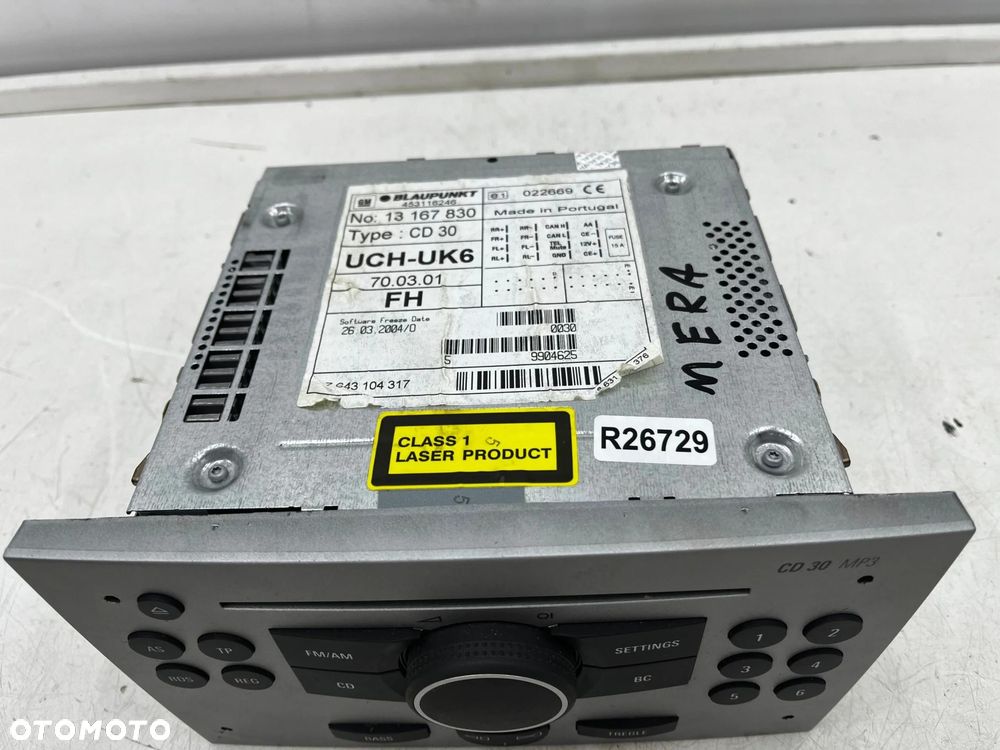 Radio Opel Meriva A Vivaro Vectra C Signum Corsa tuner CD 30 Blaupunkt fabryczny czytnik płyt panel - 2