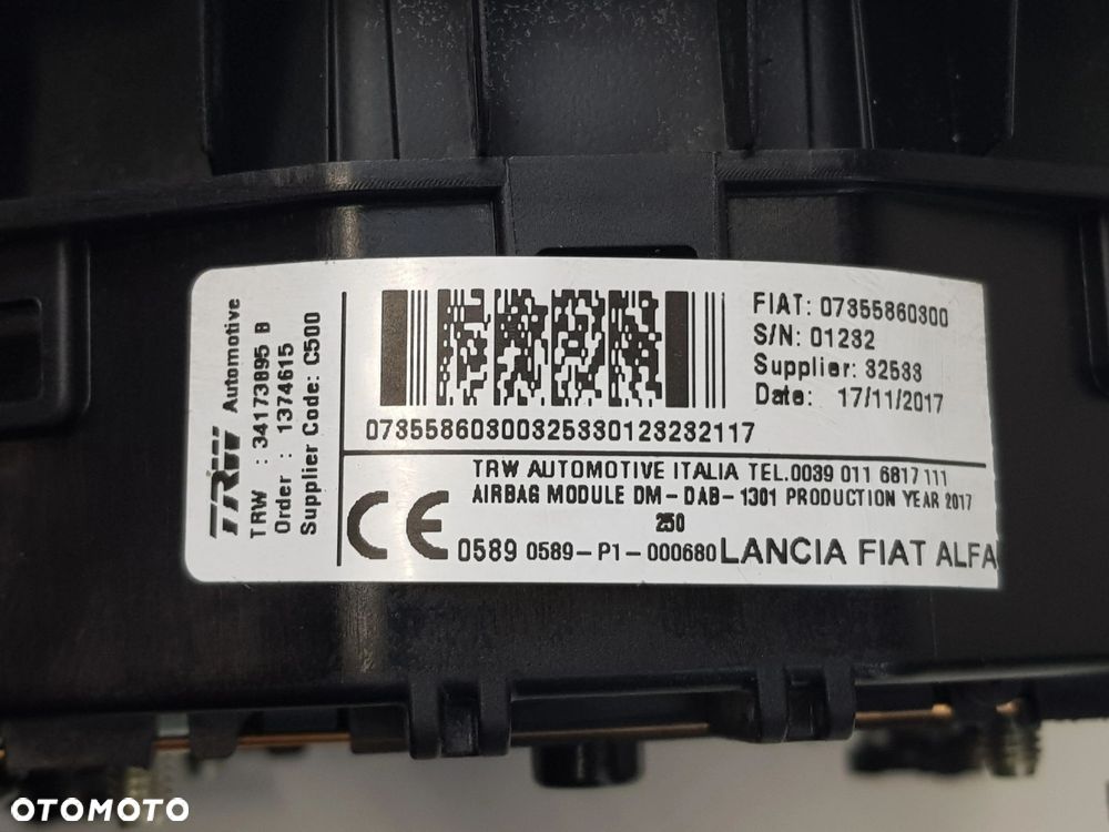Poduszka powietrzna kierownicy kierowcy AIRBAG Citroen Jumper 07355860300 - 5