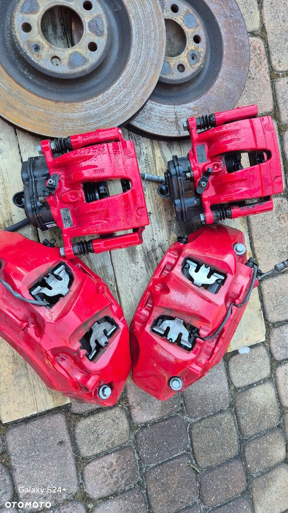 AUDI Q5 Q7 Q8 ZACISKI TARCZE KLOCKI PRZÓD 375mm SWAP CZERWONE ZESTAW - 5