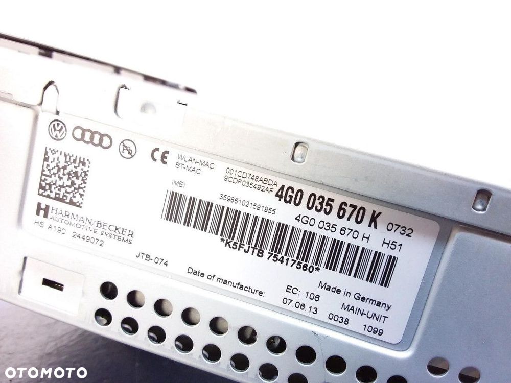 AUDI A6 C7 RADIO I NAWIGACJA 4G0035670K - 3
