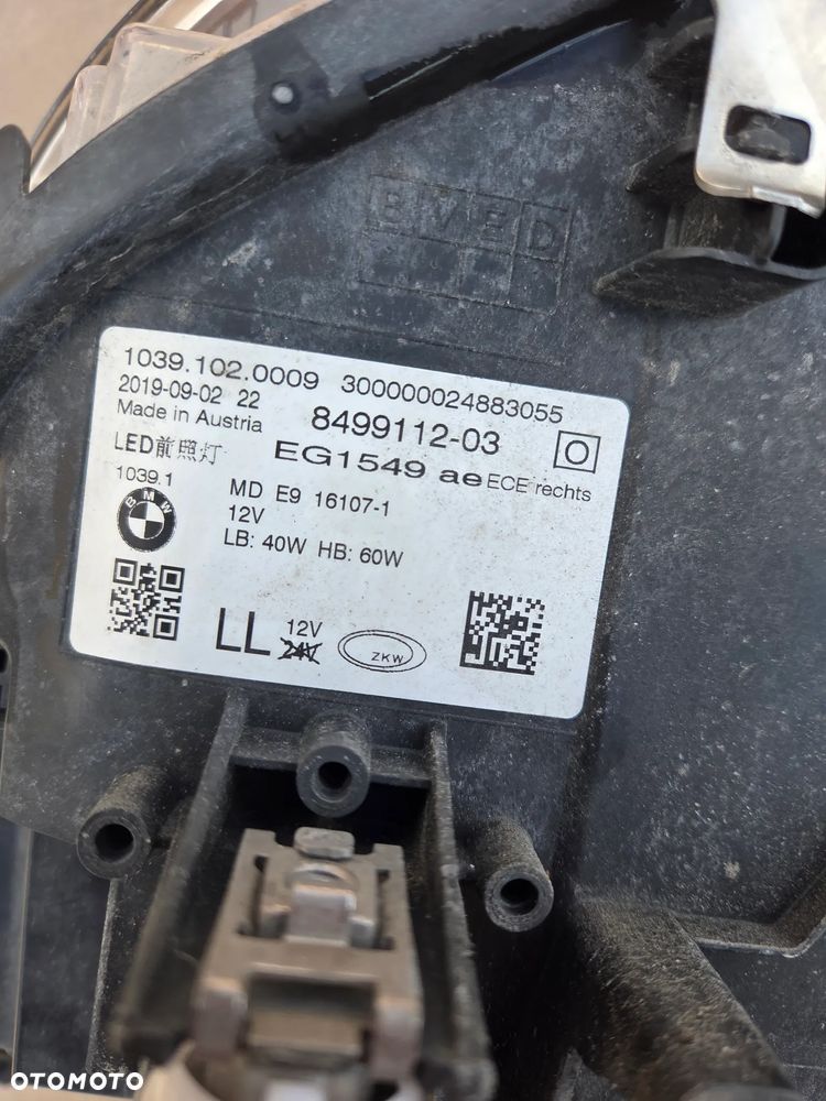 Lampa przednia prawa przód przednia BMW 5 G30 G31 8499112 Full Led Reflektor prawy przód przedni BMW 5 G30 G31 8499112 Full Led - 18