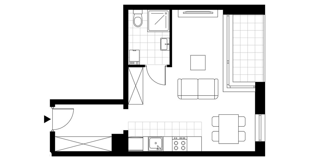 1-pokojowe mieszkanie 30m2 + loggia Bez Prowizji - Pełny obrazek: 4/9