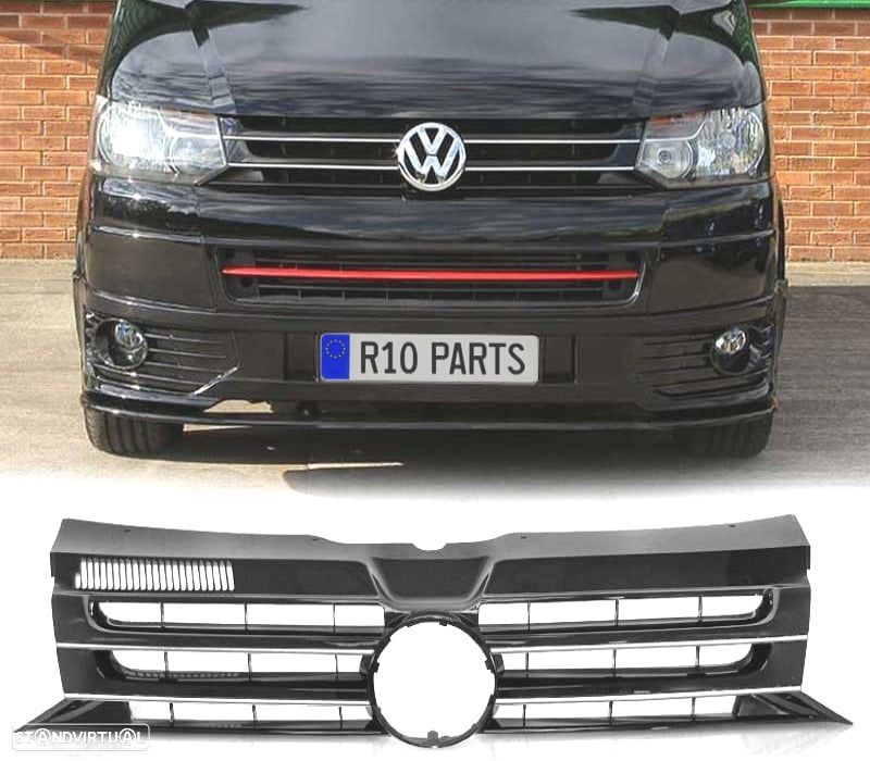 GRELHA FRONTAL VOLKSWAGEN VW T5 CARAVELLE MULTIVAN 10-15 BLACK CHROME - 1