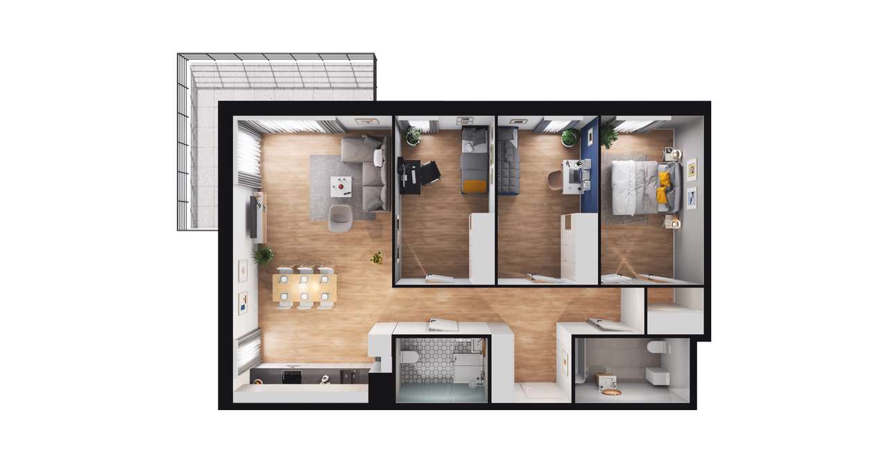 4-pokojowe mieszkanie 90m2 + balkon Bezpośrednio - Pełny obrazek: 2/23