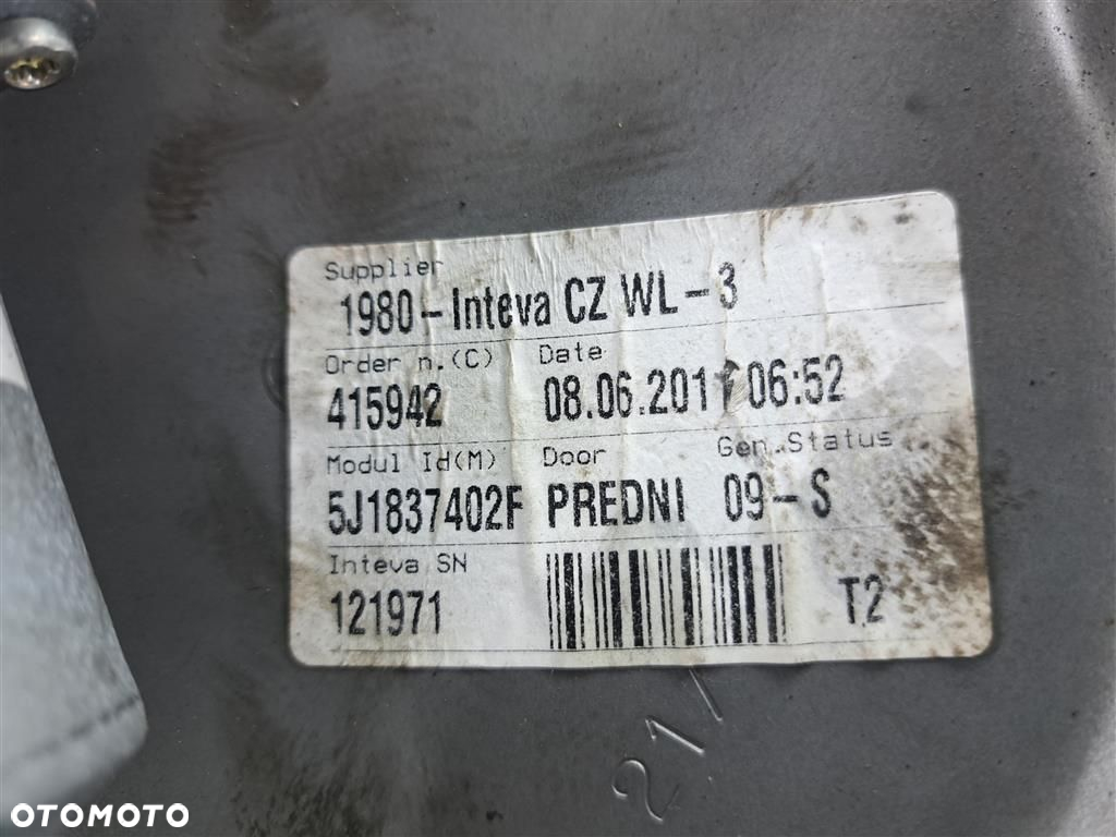 Podnośnik szyby przód prawy Skoda Fabia II 07-14 14 PINÓW 5J1837402F - 3