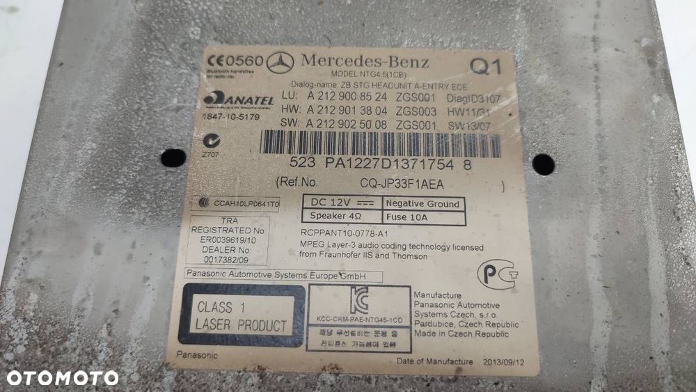RADIO FABRYCZNE MERCEDES W212 A2129008524 - 7