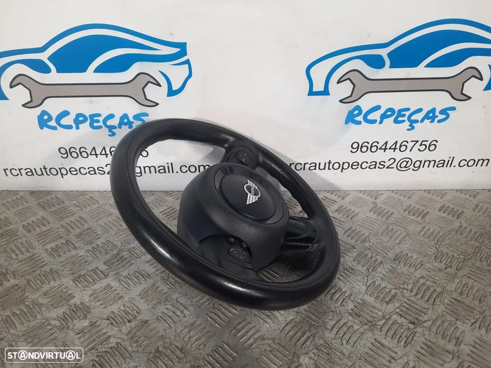 VOLANTE GUIADOR COMPLETO MINI COOPER R56 R57 CABRIO R60 LCI PELE MULTIFUNÇÕES AIRBAG PRETO PIANO ORIGINAL - 9