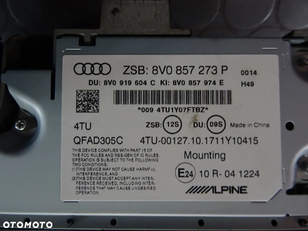 8V0919614BE 8V0857273P 81A035193F radio ekran MMI Audi A3 8V LIFT czesci - 2