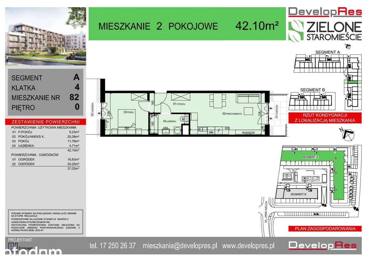 Dwustronne 2 pokoje| 42,10 m² | Zielone Staromieście A-82|