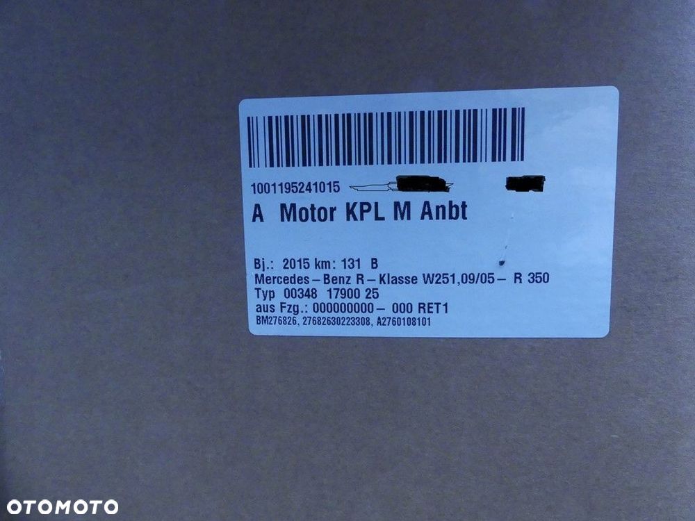 dw mercedes r-klasse w 251 r320 silnik m 276.826 200 kw przebieg 131 km - 7