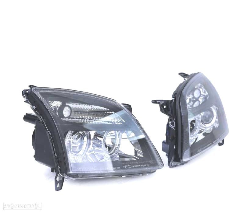 FARÓIS OPEL VECTRA C 02-05 SIGNUM 03-05 ANGEL EYES FUNDO NEGRO - 3