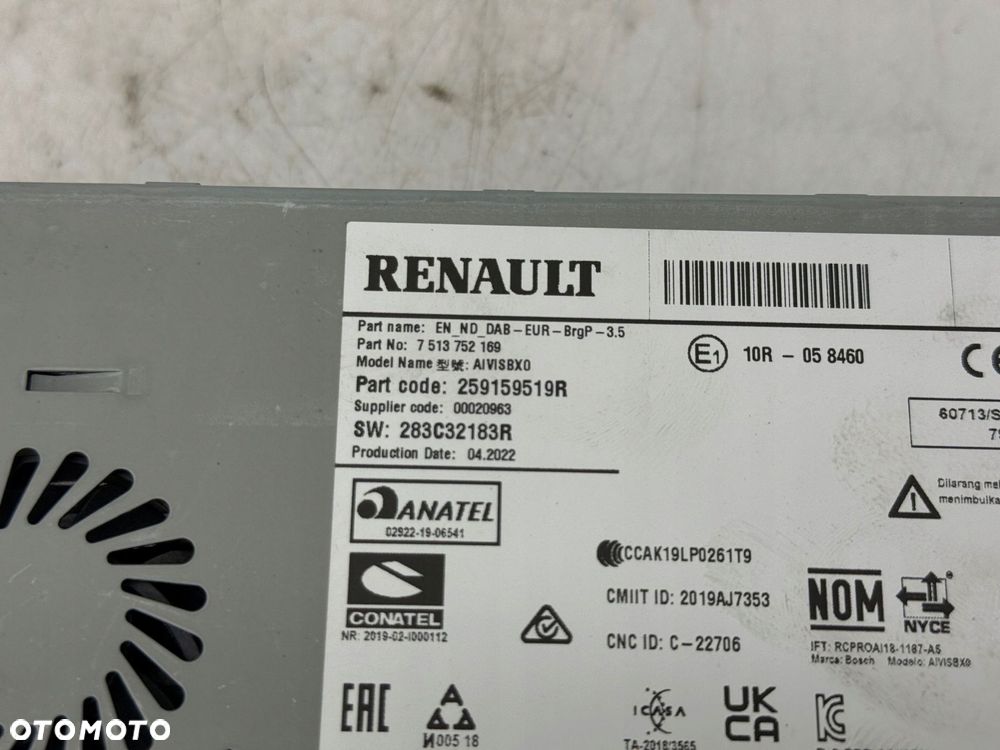 stacja multimedialna radio renault captur ii 259159519r - 5