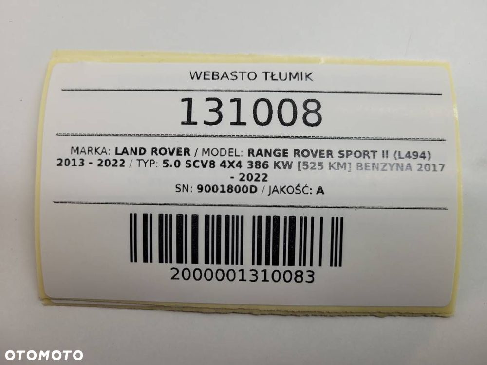 WEBASTO TŁUMIK WYDECH  9001800D RANGE ROVER SPORT 2018 5.0 V8 - 12