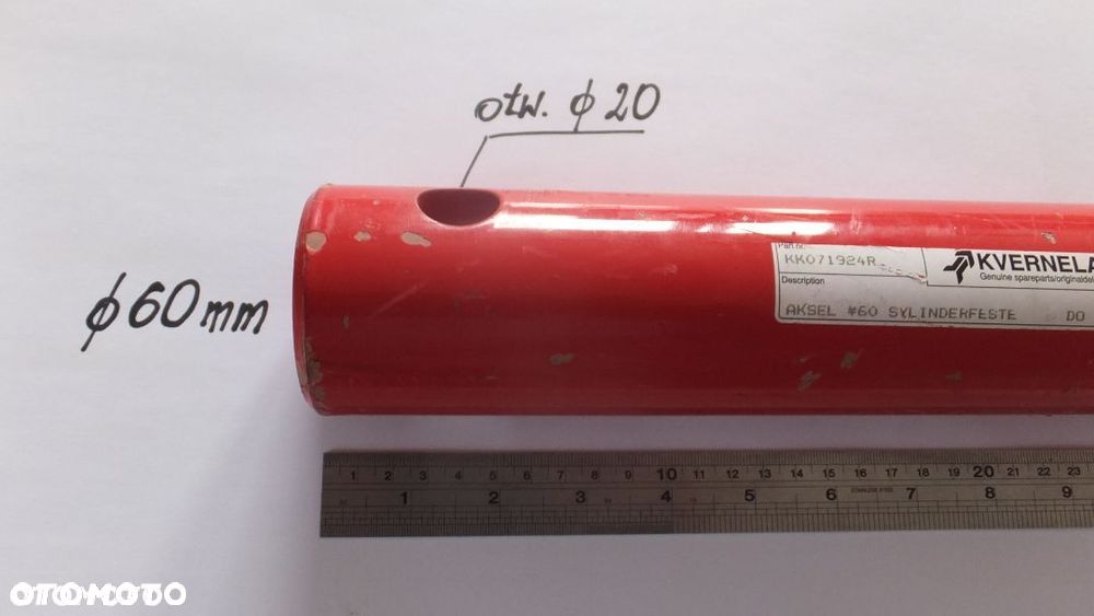 Wałek oś siłownika obrotu pługa Kverneland z głowicą 160 i 110 modele EG, ED, LS, LB, LD, VD - 6