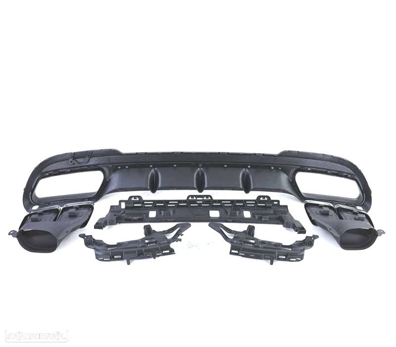 DIFUSOR MERCEDES CLASE E W212 SEDAN 13-16 LOOK AMG E63 + PONTEIRAS DE ESCAPE CROMADAS - 2