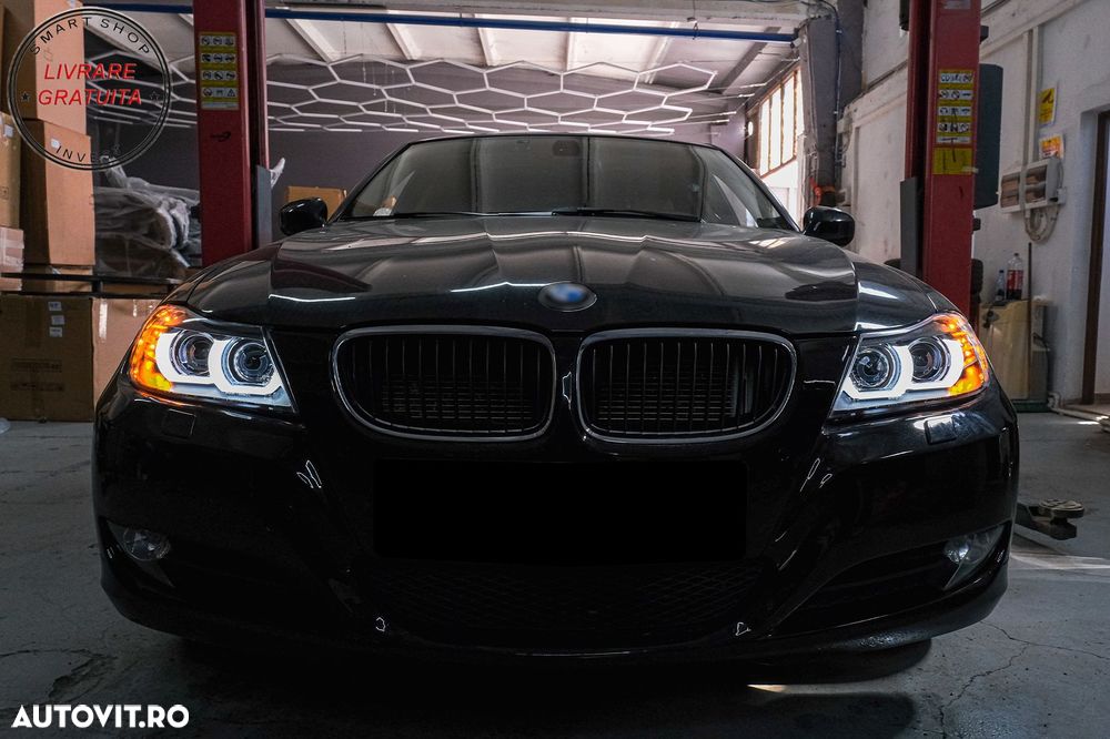 Faruri Xenon 3D Angel Eyes LED DRL BMW Seria 3 E90 E91 (2008-2011) Negru- livrare gratuita - 23