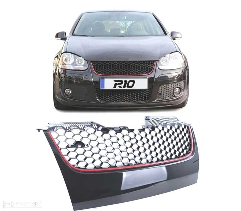 GRELHA FRONTAL VOLKSWAGEN VW GOLF MK5 03-09 PRETO VERMELHO - 1