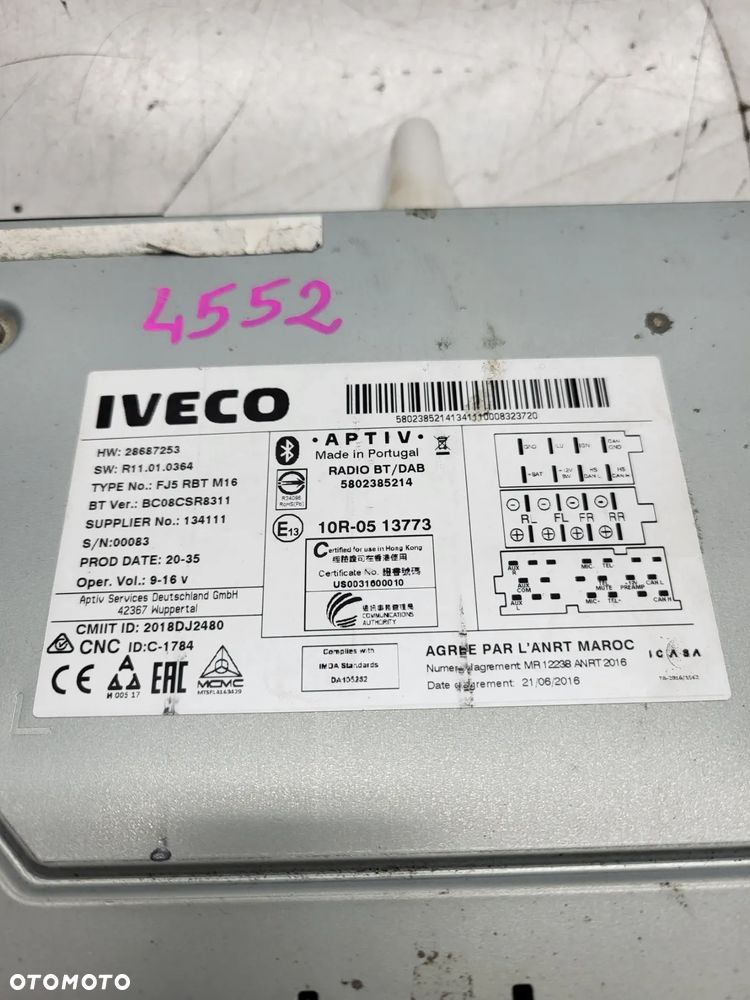 IVECO DAILY RADIOODTWARZACZ BLUETOOTH RADIO FABRYCZNE 5802385214 - 8