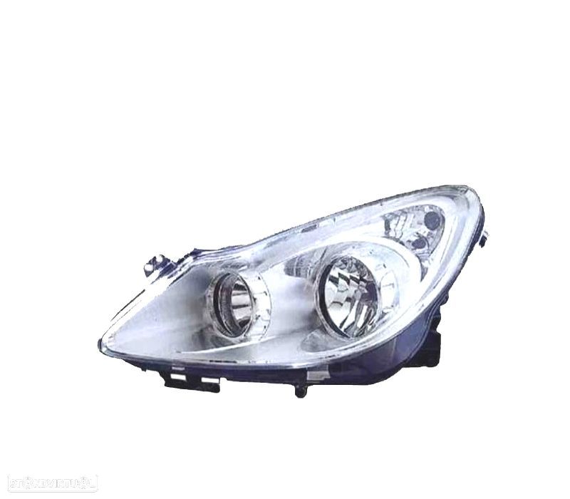 FAROL ESQ OPTICAS OPEL CORSA D 06-10 FUNDO CROMADO - 1