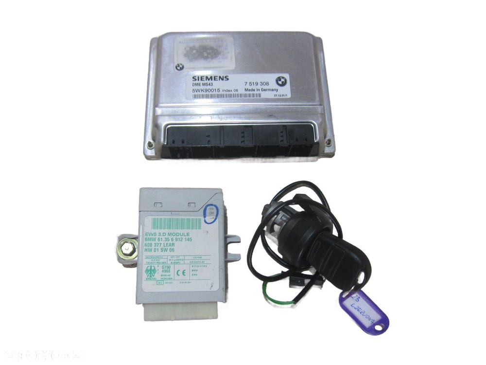 BMW Z3 E36 M54B30 KOMPUTER MODUŁ STEROWNIK SILNIKA KLUCZYK ZESTAW 7519308 - 1