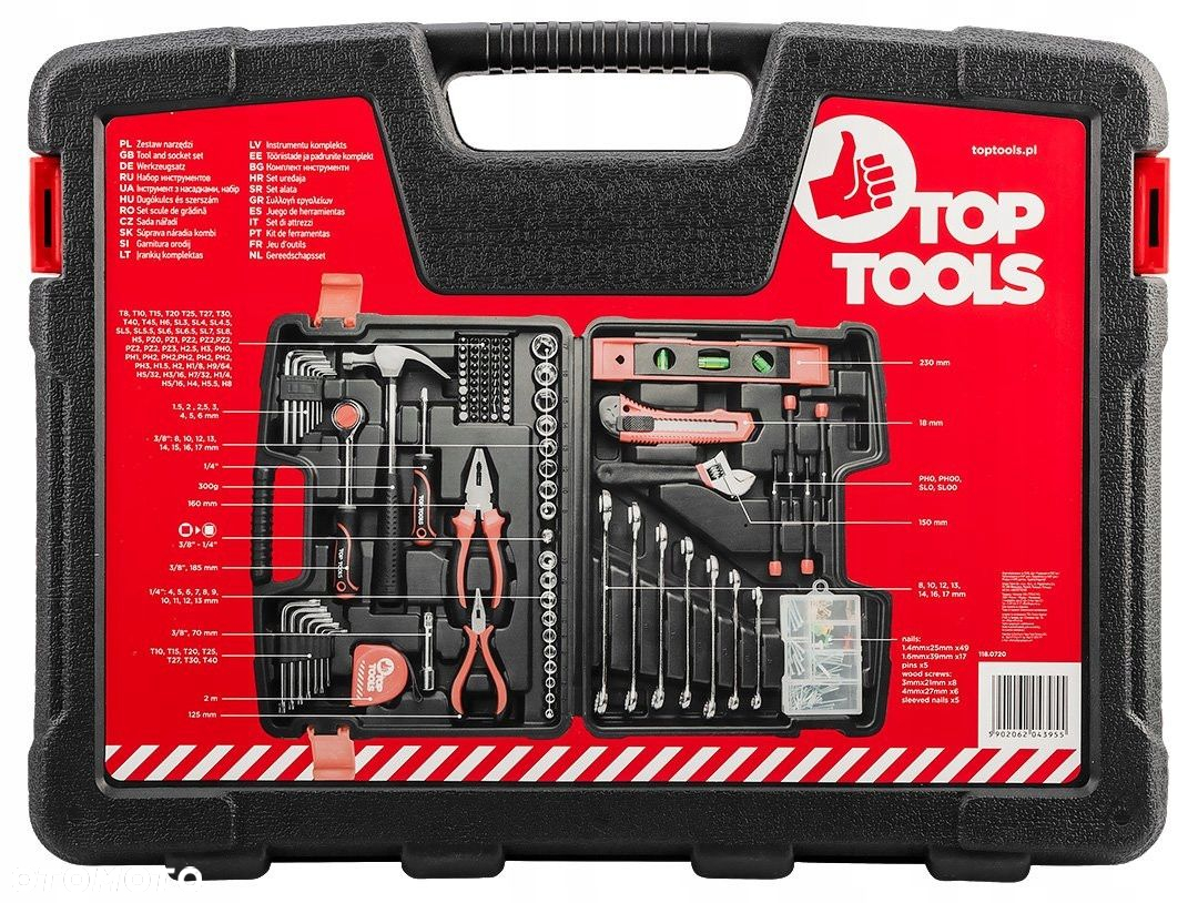 ZESTAW KLUCZE NASADOWE 1/4" 3/8" 194EL NARZĘDZI WALIZKA 38D545 TORX NASADKI - 6