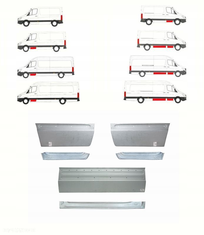 Reperaturki drzwi + korytka MB Sprinter 906 / VW Crafter 06 - 18 Zestaw ! - 1