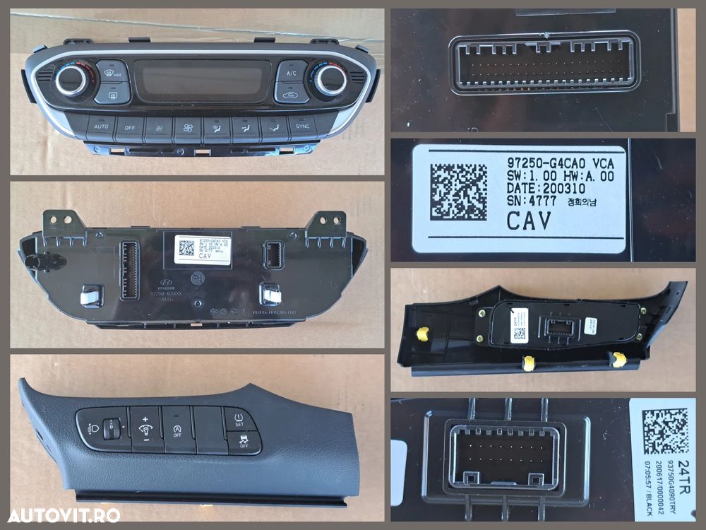 Hyundai i30 PD PDE gen 3 2017-2024 Volan Maneta stergatoare lumini Spira volan Radio Cd Butoane comanda clima Panou butoane reglaj faruri Camera video frontala Ceasuri bord Grila ventilatie Ornament trim central - 5